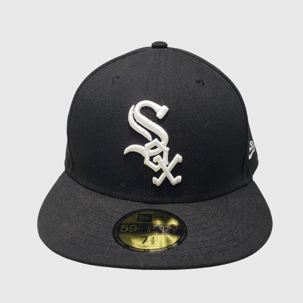 New Era 59FIFTY Chicago White Sox Hat 7 1/2 Black Fitted Cap MLB Custom “Dori””